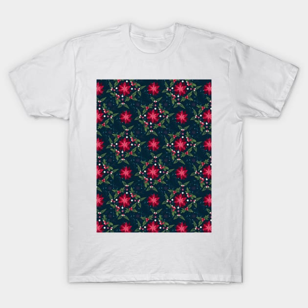 Poinsettia floral pattern T-Shirt by misnamedplants